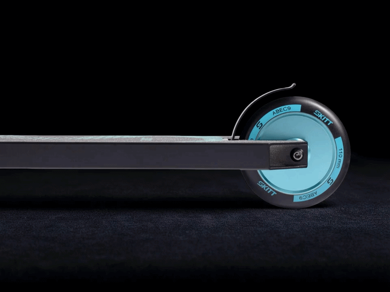 SKITT Freestyle koloběžka Venom Teal detail zadní kolo animace